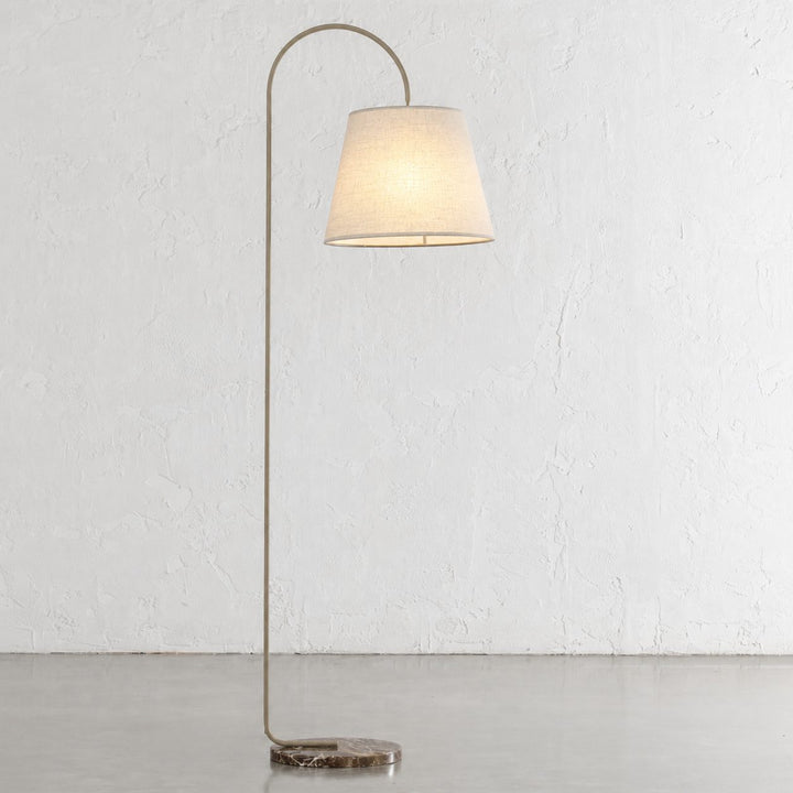 LACRES FLOOR LAMP  |  MOCHA MARBLE + CREME SHADE
