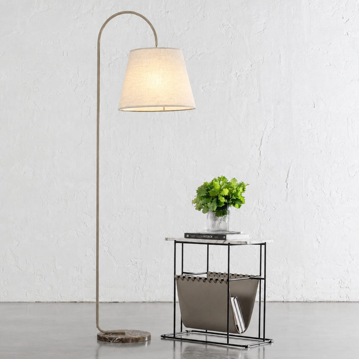 LACRES FLOOR LAMP  |  MOCHA MARBLE + CREME SHADE