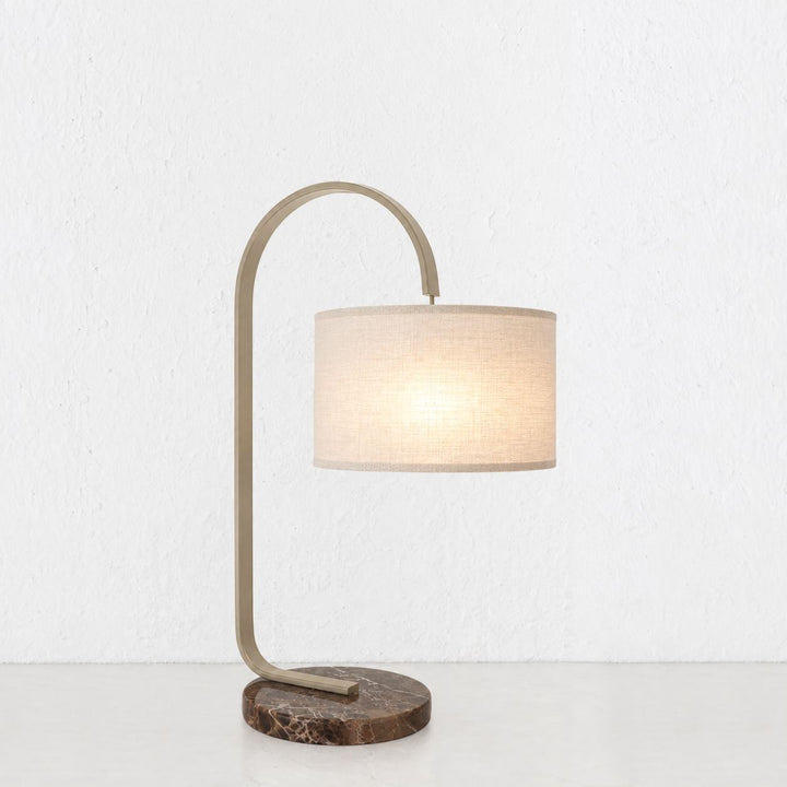 LACRES TABLE LAMP  |  MOCHA MARBLE + CREME SHADE