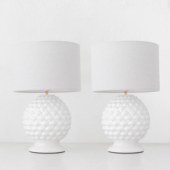 ARTICHOKE LAMP BUNDLE X2  |  WHITE CERAMIC