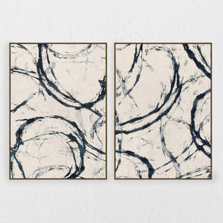 Lbd Exclusive  |  Alba Framed Canvas Print |  Set of 2  |  90x 120cm  |  Black + Natural   |  Oak Natural Frame