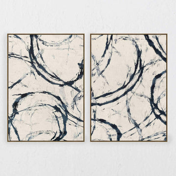 Lbd Exclusive  |  Alba Framed Canvas Print |  Set of 2  |  90x 120cm  |  Black + Natural   |  Oak Natural Frame