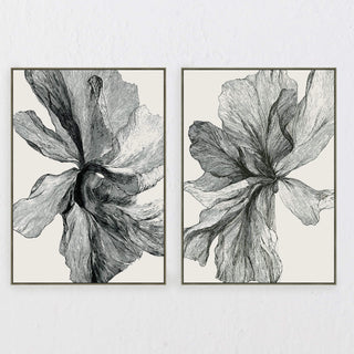 Lbd Exclusive  |  Baden Framed Canvas Print |  Set of 2  |  90x 120cm  |  Black + Off White   |  Oak Natural Frame