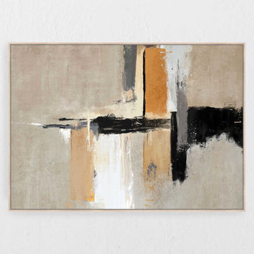 Lbd Exclusive  |  Vicenza Framed Canvas Print  |  100x140cm  |  Rust + Black + White  |  Light Natural Frame