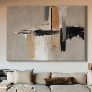 Lbd Exclusive  |  Vicenza Framed Canvas Print  |  100x140cm  |  Rust + Black + White  |  Light Natural Frame