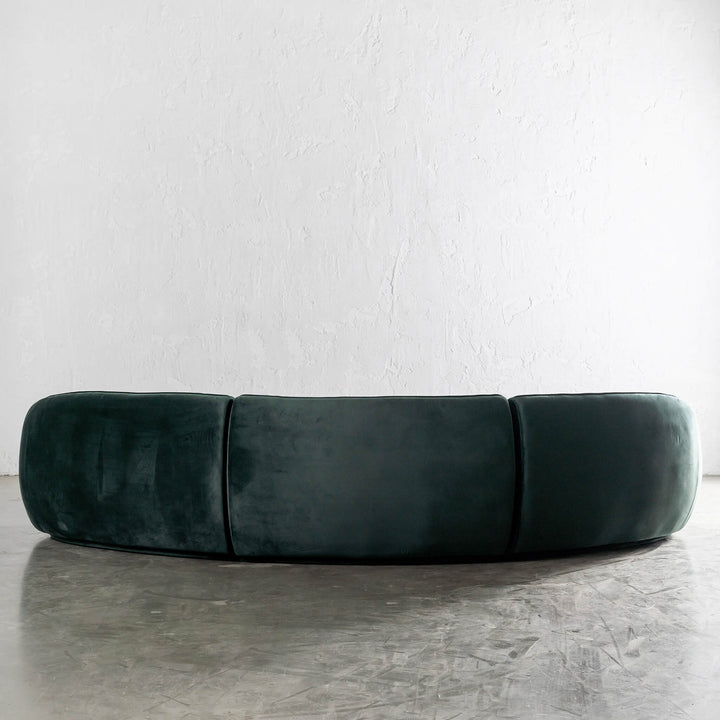 CARSON LINCOLN CURVED 3S SOFA BACK VIEW  |  HIGHLAND GREEN VELVET