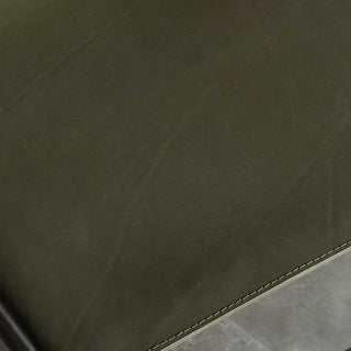 LOMASO CARVER ARMCHAIR  |  OLIVE LEATHER + BRUSHED TEAK