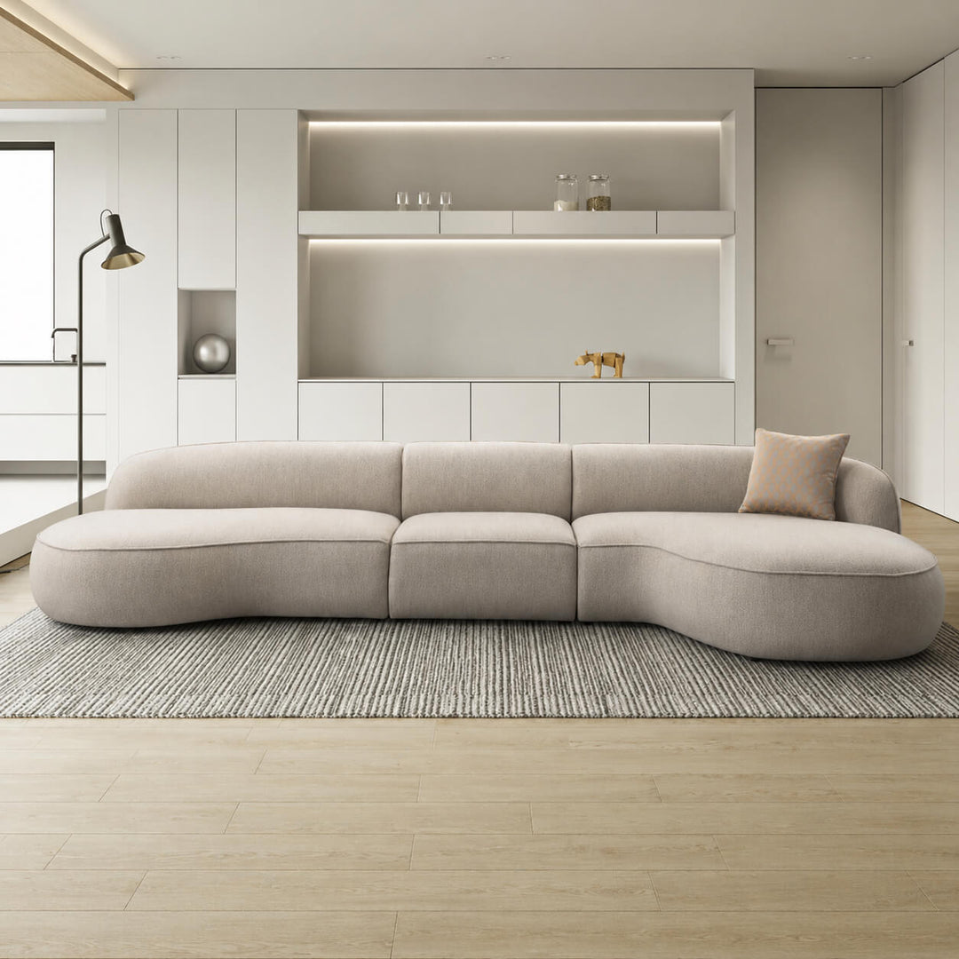 LUSSO CURVED MODULAR SOFA  |  5 SEATER  |  CHALKSTONE BEIGE