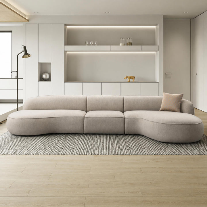 LUSSO CURVED MODULAR SOFA  |  5 SEATER  |  CHALKSTONE BEIGE