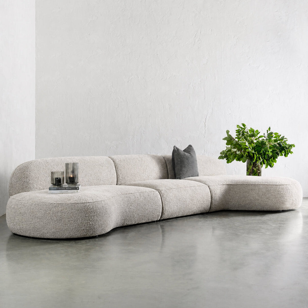 LUSSO CURVED MODULAR SOFA  |  5 SEATER  |  CHALKSTONE BEIGE