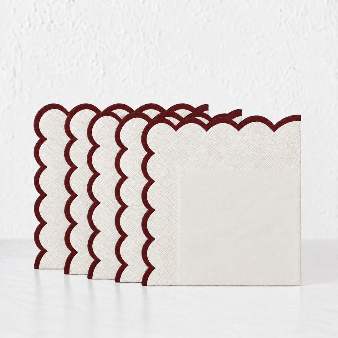 LYRA PAPER NAPKIN BUNDLES  |  IVORY + BURGUNDY