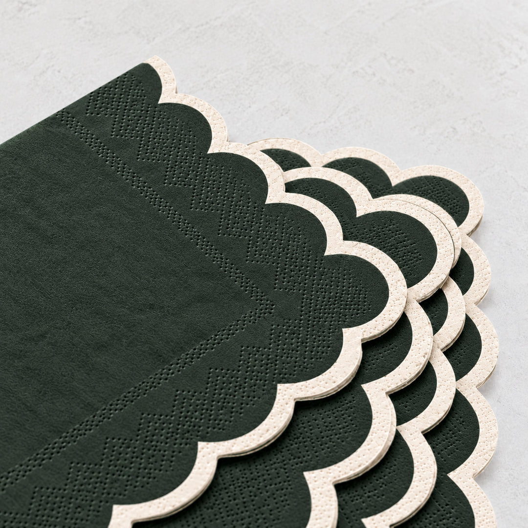 LYRA PAPER NAPKIN BUNDLES  |  DARK GREEN + IVORY
