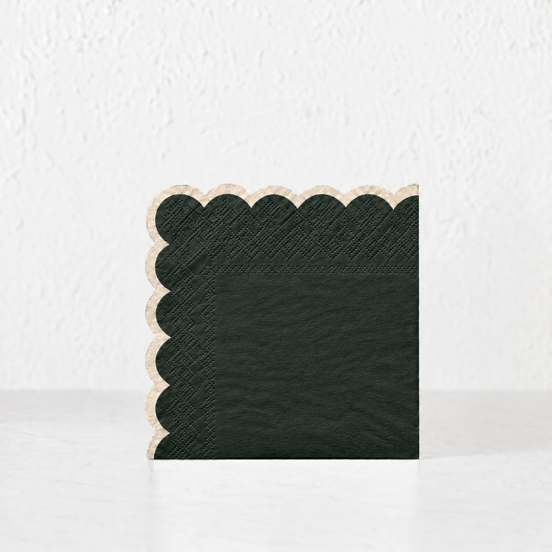 LYRA PAPER NAPKIN BUNDLES  |  DARK GREEN + IVORY