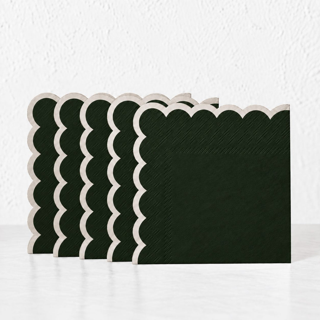LYRA PAPER NAPKIN BUNDLES  |  DARK GREEN + IVORY