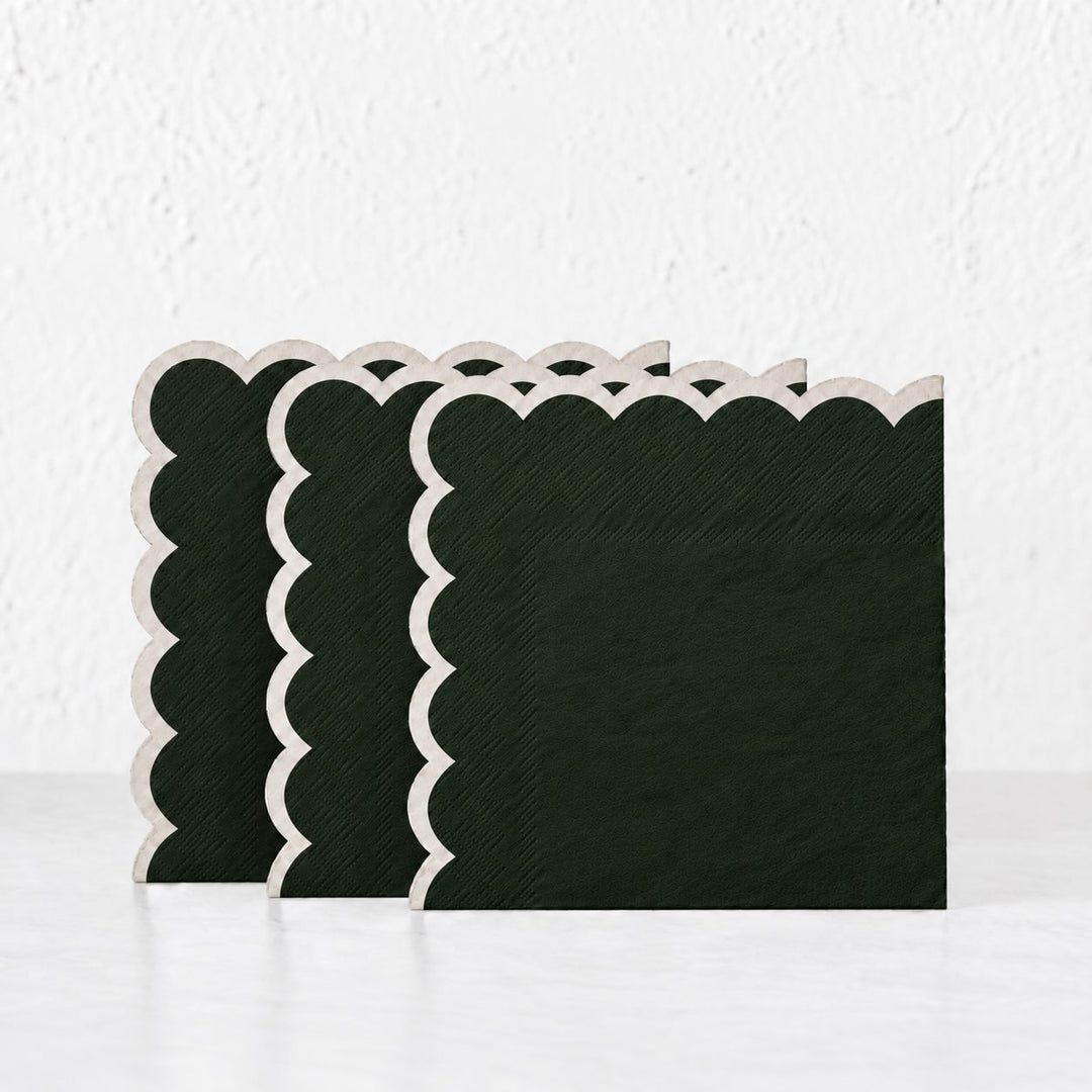 LYRA PAPER NAPKIN BUNDLES  |  DARK GREEN + IVORY