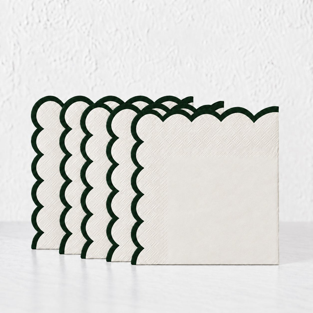 LYRA PAPER NAPKIN BUNDLES  |  IVORY + DARK GREEN