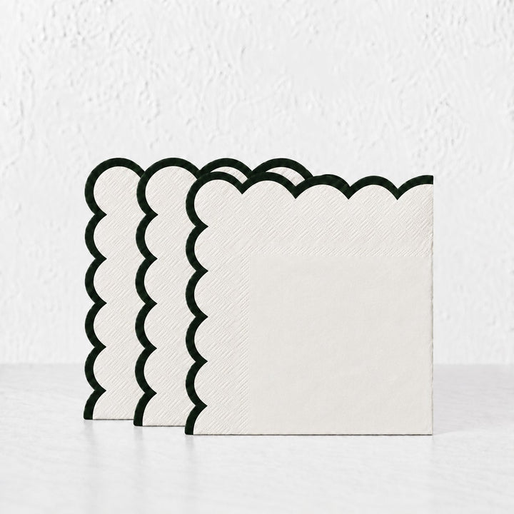 LYRA PAPER NAPKIN BUNDLES  |  IVORY + DARK GREEN