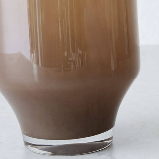 LIVING BY DESIGN EXCLUSIVE  |  MADONE HAND BLOWN GLASS VASE   |  CLOSE UP|  WARM AMBER GLASS