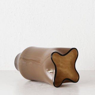 LIVING BY DESIGN EXCLUSIVE  |  MADONE HAND BLOWN GLASS VASE   |  LARGE |  WARM AMBER GLASS