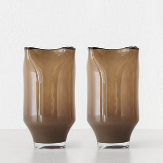 LIVING BY DESIGN EXCLUSIVE  |  MADONE HAND BLOWN GLASS VASE BUNDLE X2  |  MEDIUM  |  WARM AMBER GLASS