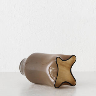 LIVING BY DESIGN EXCLUSIVE  |  MADONE HAND BLOWN GLASS VASE   |  MEDIUM  |  WARM AMBER GLASS