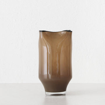 LIVING BY DESIGN EXCLUSIVE  |  MADONE HAND BLOWN GLASS VASE   |  MEDIUM |  WARM AMBER GLASS