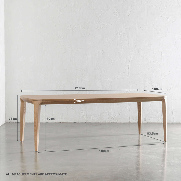 MAGNUS DINING TABLE  |  BIRCH ASH WOOD GRAIN  |  210CM | MEASUREMENTS