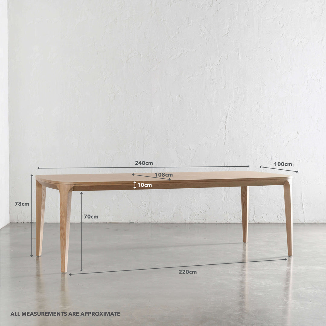 MAGNUS DINING TABLE  |  BIRCH ASH WOOD GRAIN  |  240CM | MEASUREMENTS