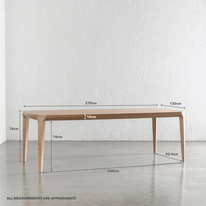 MAGNUS DINING TABLE | BIRCH ASH WOOD GRAIN | 270CM | MEASUREMENTS