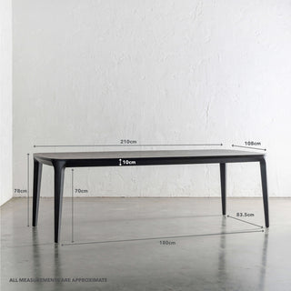 MAGNUS DINING TABLE  |  BLACK NOIR WOOD GRAIN  |  210CM | MEASUREMENTS