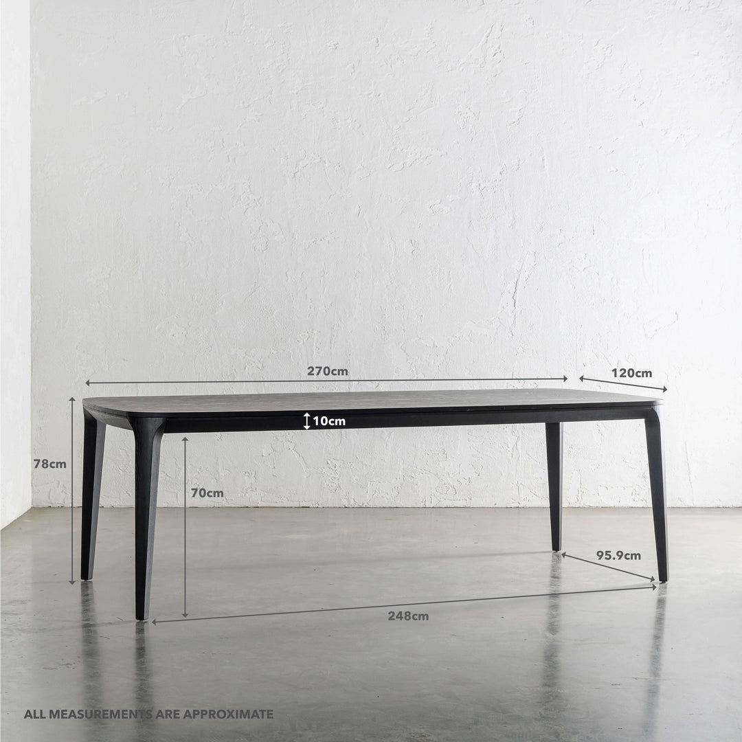 MAGNUS DINING TABLE  |  BLACK NOIR WOOD GRAIN  |  270CM | MEASUREMENTS