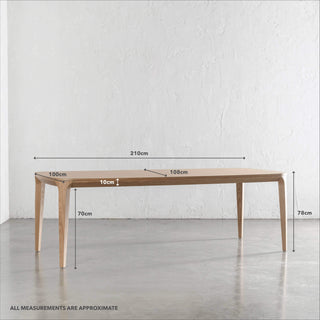 MAGNUS DINING TABLE  |  BIRCH ASH WOOD GRAIN  |  210CM | MEASUREMENTS