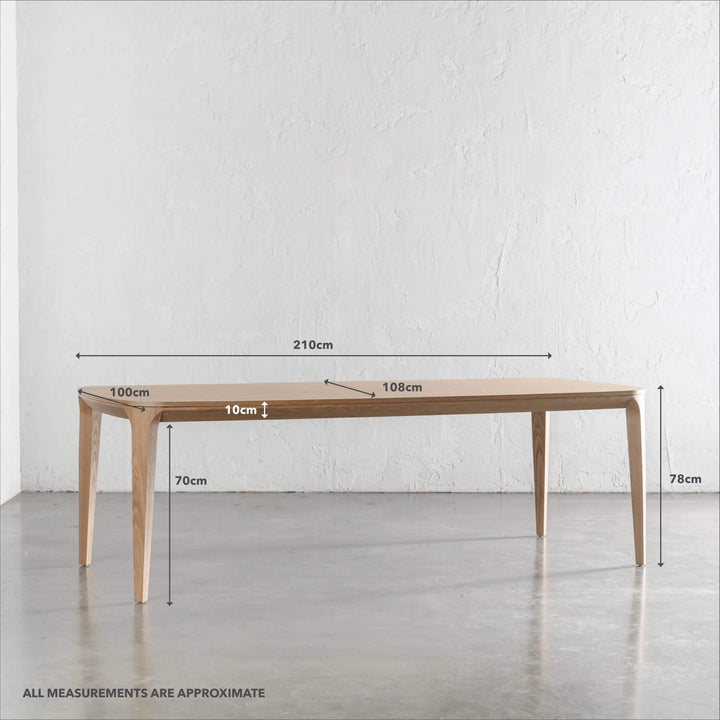 MAGNUS DINING TABLE  |  BIRCH ASH WOOD GRAIN  |  210CM | MEASUREMENTS