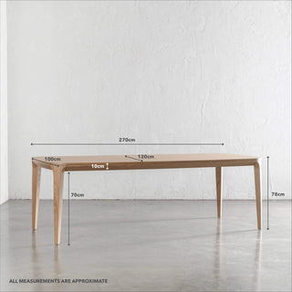 MAGNUS DINING TABLE  |  BIRCH ASH WOOD GRAIN  |  270CM | MEASUREMENTS