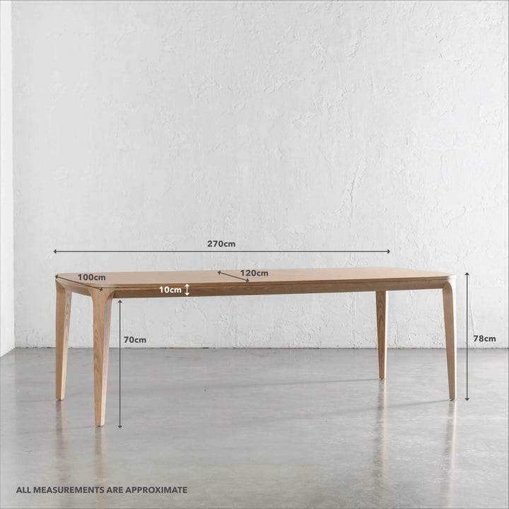 MAGNUS DINING TABLE  |  BIRCH ASH WOOD GRAIN  |  270CM | MEASUREMENTS
