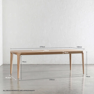 MAGNUS DINING TABLE  |  BIRCH ASH WOOD GRAIN  |  270CM | MEASUREMENTS