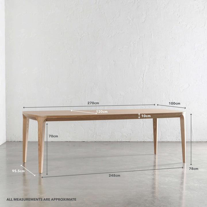 MAGNUS DINING TABLE  |  BIRCH ASH WOOD GRAIN  |  270CM | MEASUREMENTS