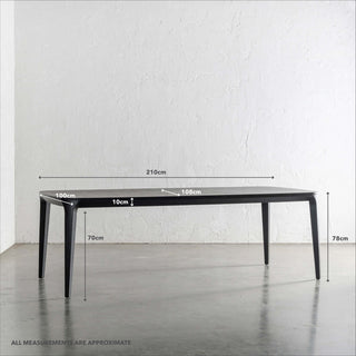 MAGNUS DINING TABLE  |  BLACK NOIR WOOD GRAIN  |  210CM | MEASUREMENTS
