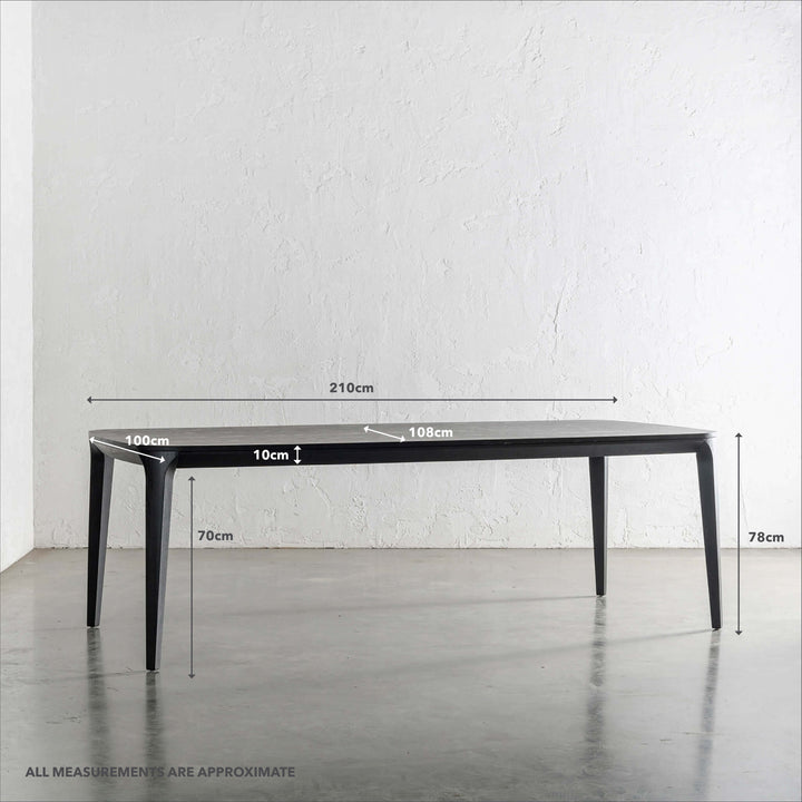MAGNUS DINING TABLE  |  BLACK NOIR WOOD GRAIN  |  210CM | MEASUREMENTS