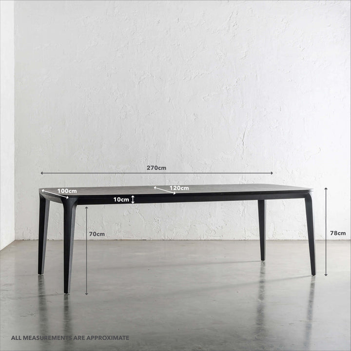 MAGNUS DINING TABLE  |  BLACK NOIR WOOD GRAIN  |  270CM | MEASUREMENTS