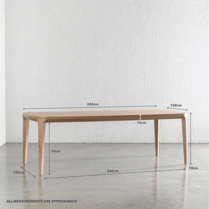 MAGNUS DINING TABLE  |  BIRCH ASH WOOD GRAIN  |  240CM | MEASURTEMENTS
