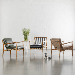 MALAND CASSIUS ARMCHAIR COLLECTION  |  LIGHT TAUPE + BLACK + OLIVE LEATHER