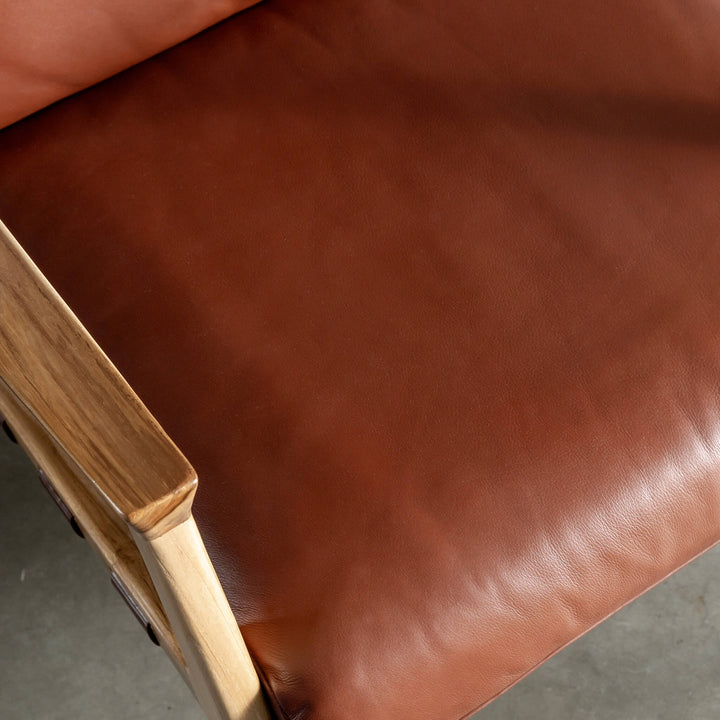 MALAND CASSIUS ARMCHAIR   |  TAN LEATHER CLOSE UP