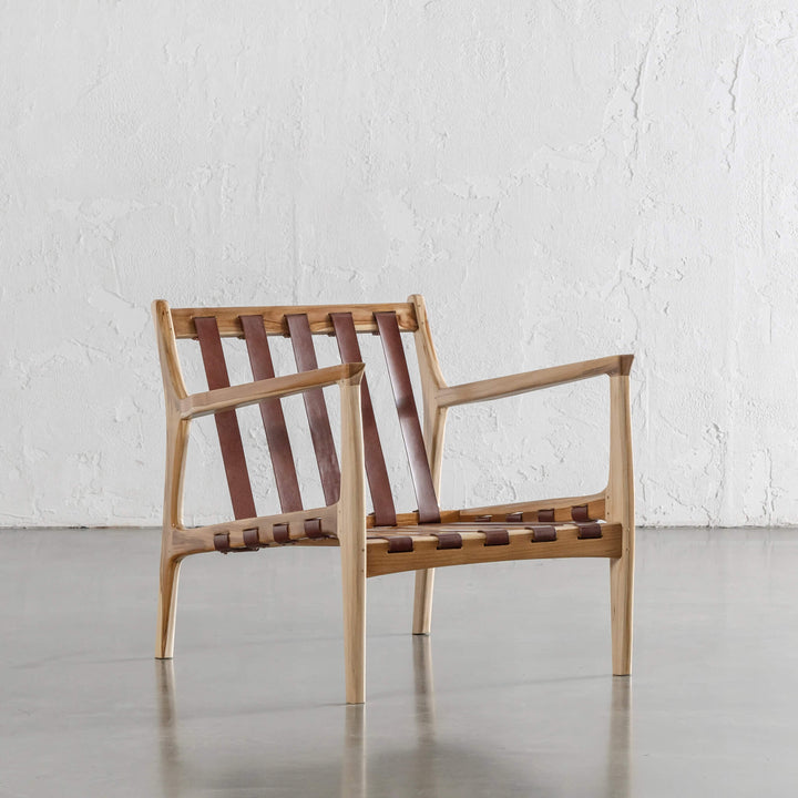 MALAND CASSIUS ARMCHAIR + LEATHER STRAPS   |  TAN LEATHER