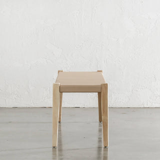 MALAND CONTEMPO SOLID HIDE LEATHER BENCH  |  BLONDE WOOD + TOASTED ALMOND LEATHER HIDE