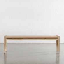 MALAND CONTEMPO SOLID HIDE LEATHER BENCH  |  BLONDE WOOD + TOASTED ALMOND LEATHER HIDE