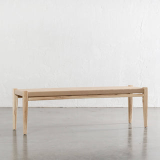MALAND CONTEMPO SOLID HIDE LEATHER BENCH  |  BLONDE WOOD + TOASTED ALMOND LEATHER HIDE