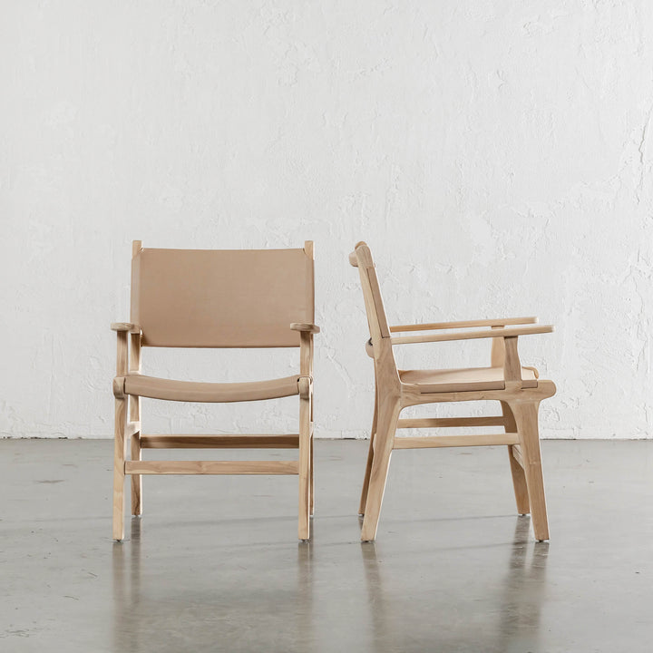 MALAND CONTEMPO SOLID HIDE LEATHER CARVER CHAIR  |  BLONDE WOOD + TOASTED ALMOND LEATHER HIDE