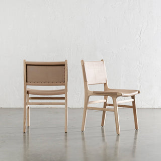 MALAND CONTEMPO SOLID LEATHER DINING CHAIR   |  BLONDE WOOD + TOASTED ALMOND LEATHER HIDE