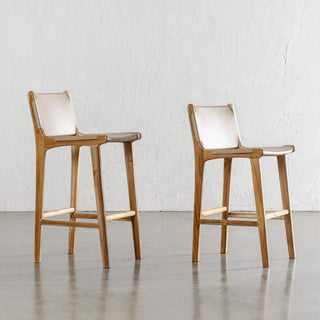 MALAND SOLID LEATHER BAR CHAIR  |  HIGH + LOW  |  LIGHT TAUPE LEATHER HIDE